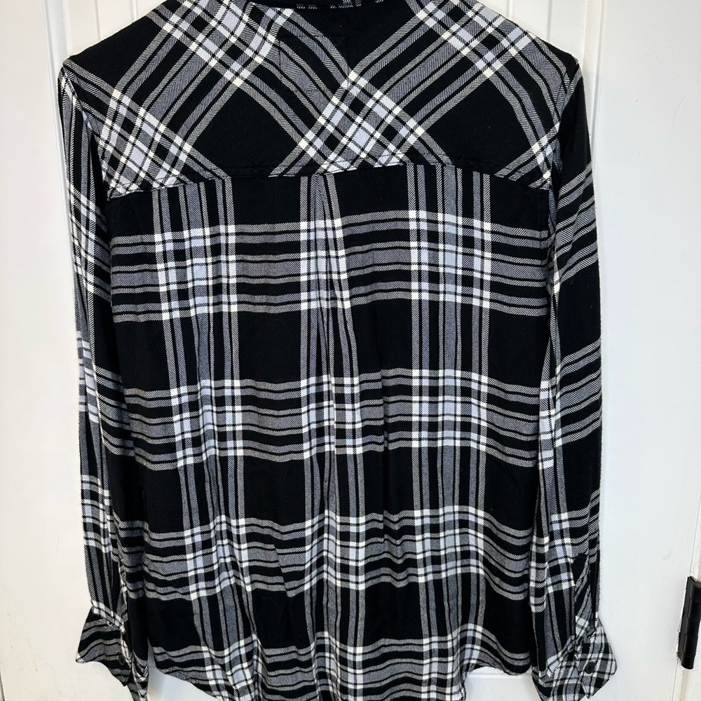 Rails Hunter Black & White Plaid Flannel Button Up Top Size Small - Picture 4 of 4